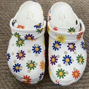 White crocs with floral pattern, W6